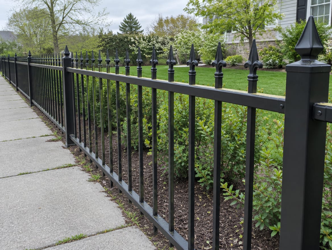 A finished four-foot ornamental fence along a sidewalk frontage