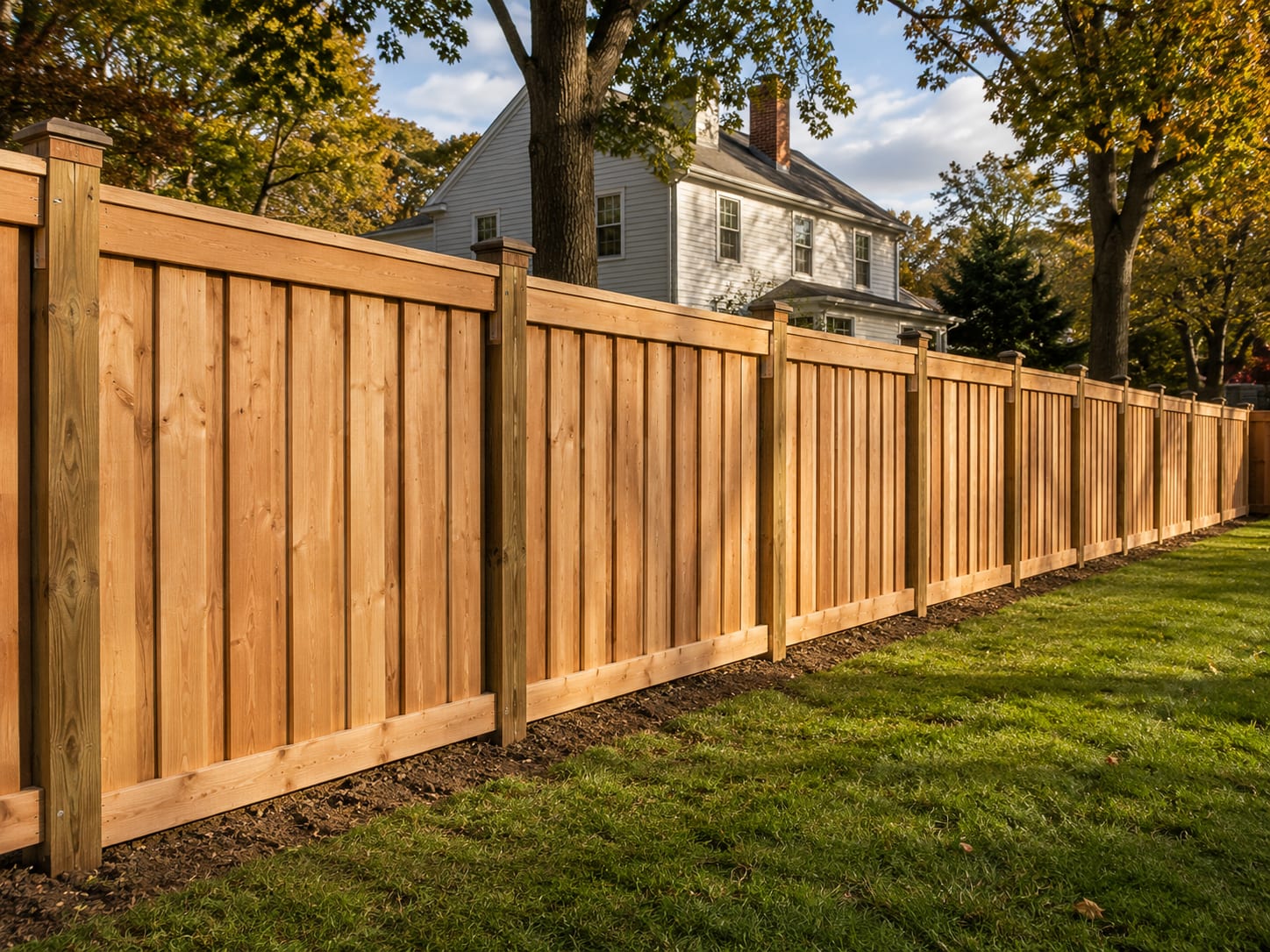 premium residential wood privacy fence hudson valley new york finished by Portillo Fences and Gates