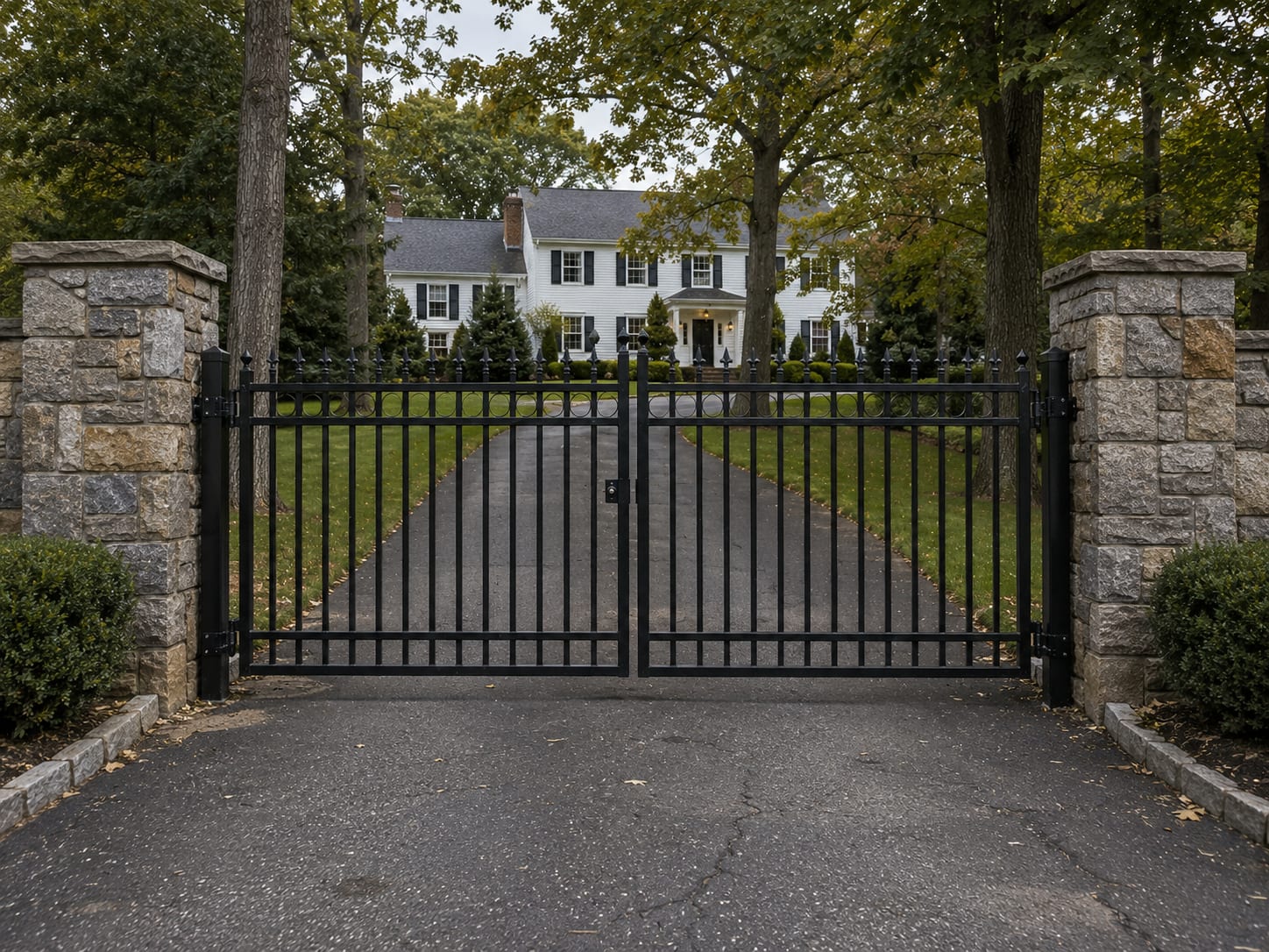 custom residential driveway gates westchester county new york finished by Portillo Fences and Gates