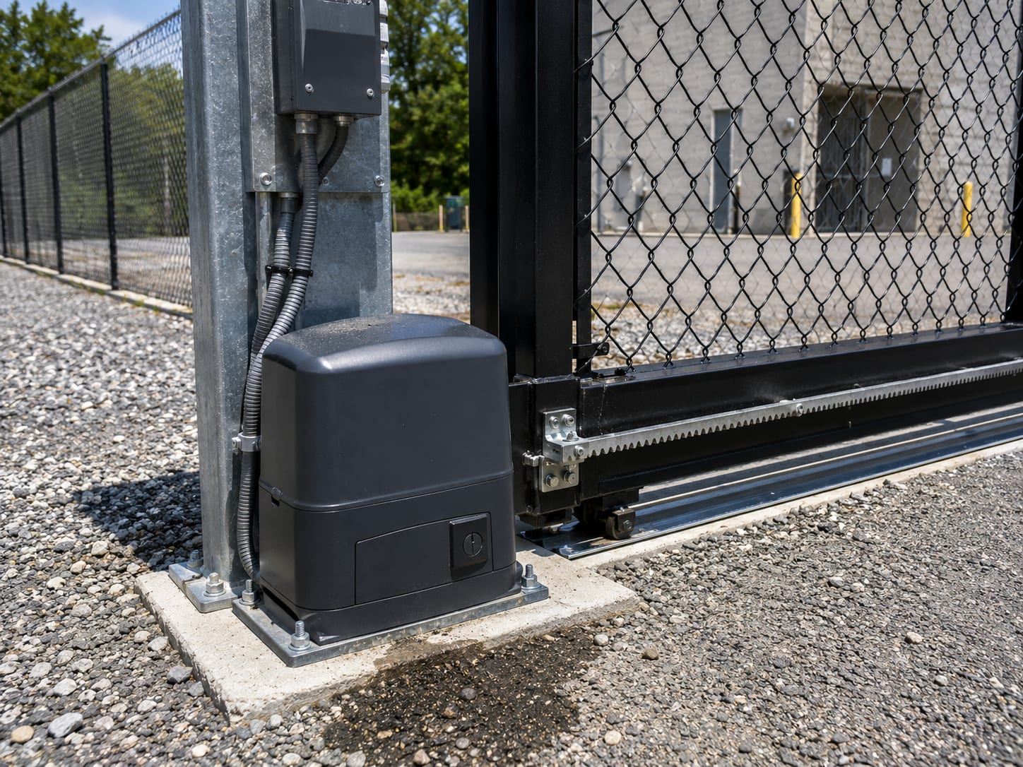 professional automatic sliding gate operator installation commercial p by Portillo Fences and Gates