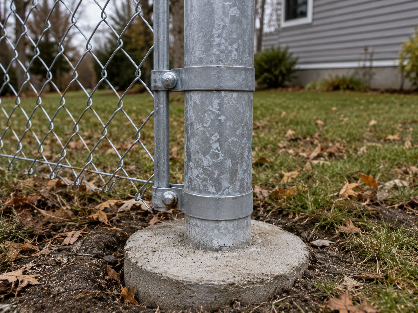 experienced metalwork galvanized steel chain link fence post installat by Portillo Fences and Gates